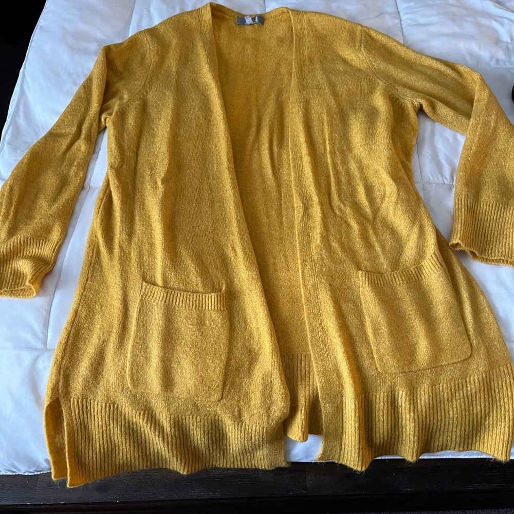 Marled Mustard Open-Front Cardigan